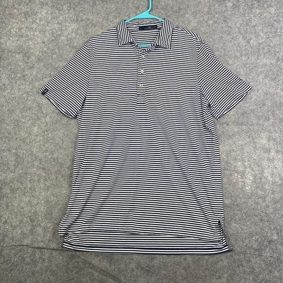 RLX Ralph Lauren Polo Shirt Adult Large Striped Short Sleeve Golf Men Preppy - Picture 1 of 8